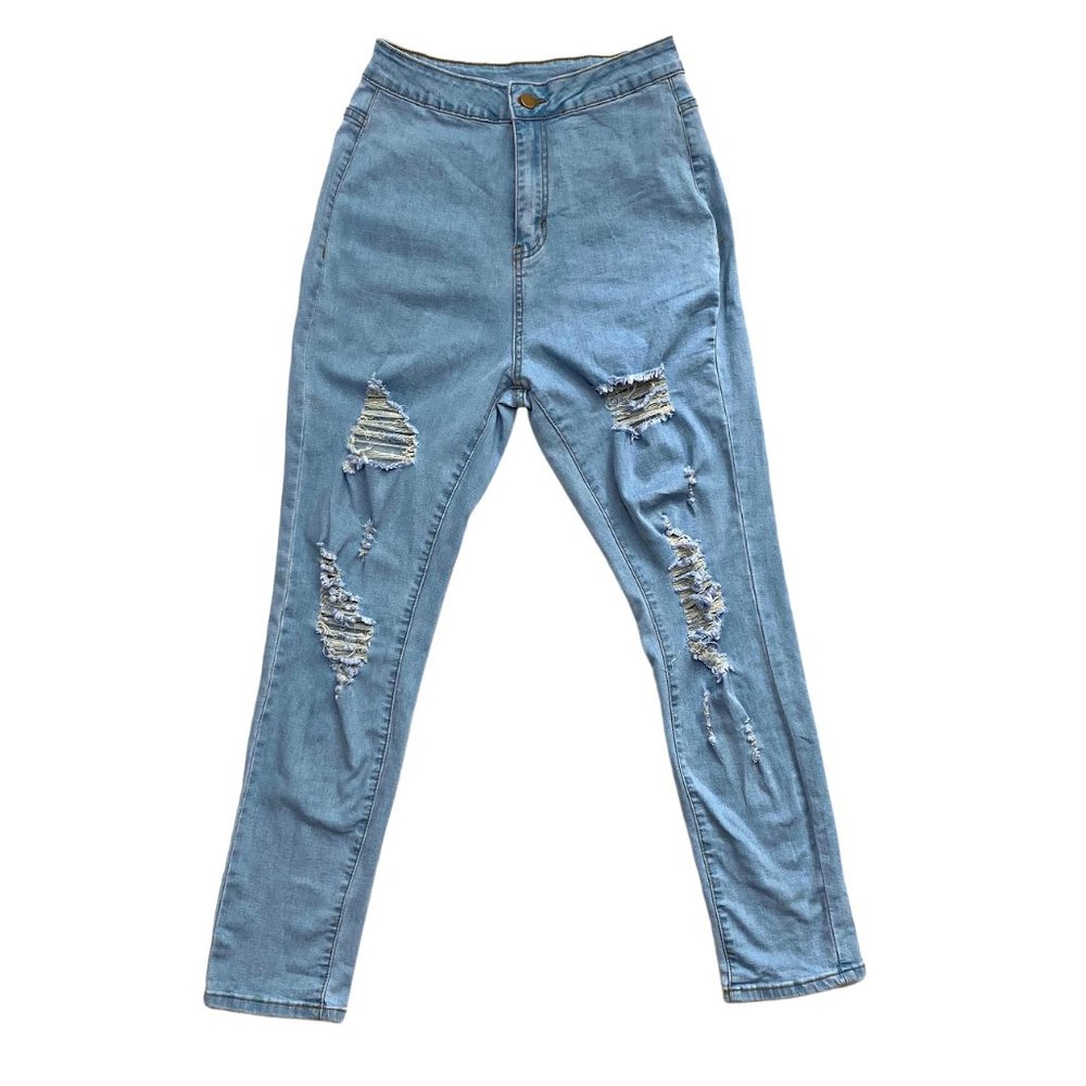 SHEIN Distressed High-Rise Skinny Jeans - Picture 3 of 7